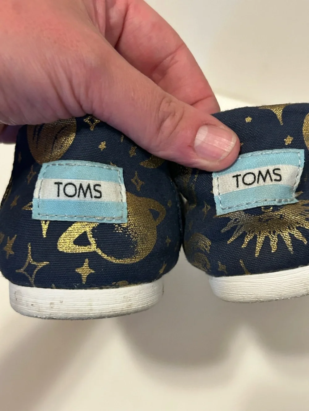 TOMS Women's Navy & Gold Celestial Slip-On Espadrilles - size 7.5